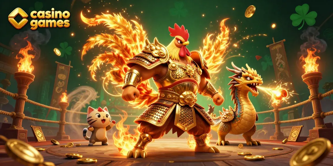 Engage with thrilling casino games in this vibrant 3D illustration featuring warrior characters.
